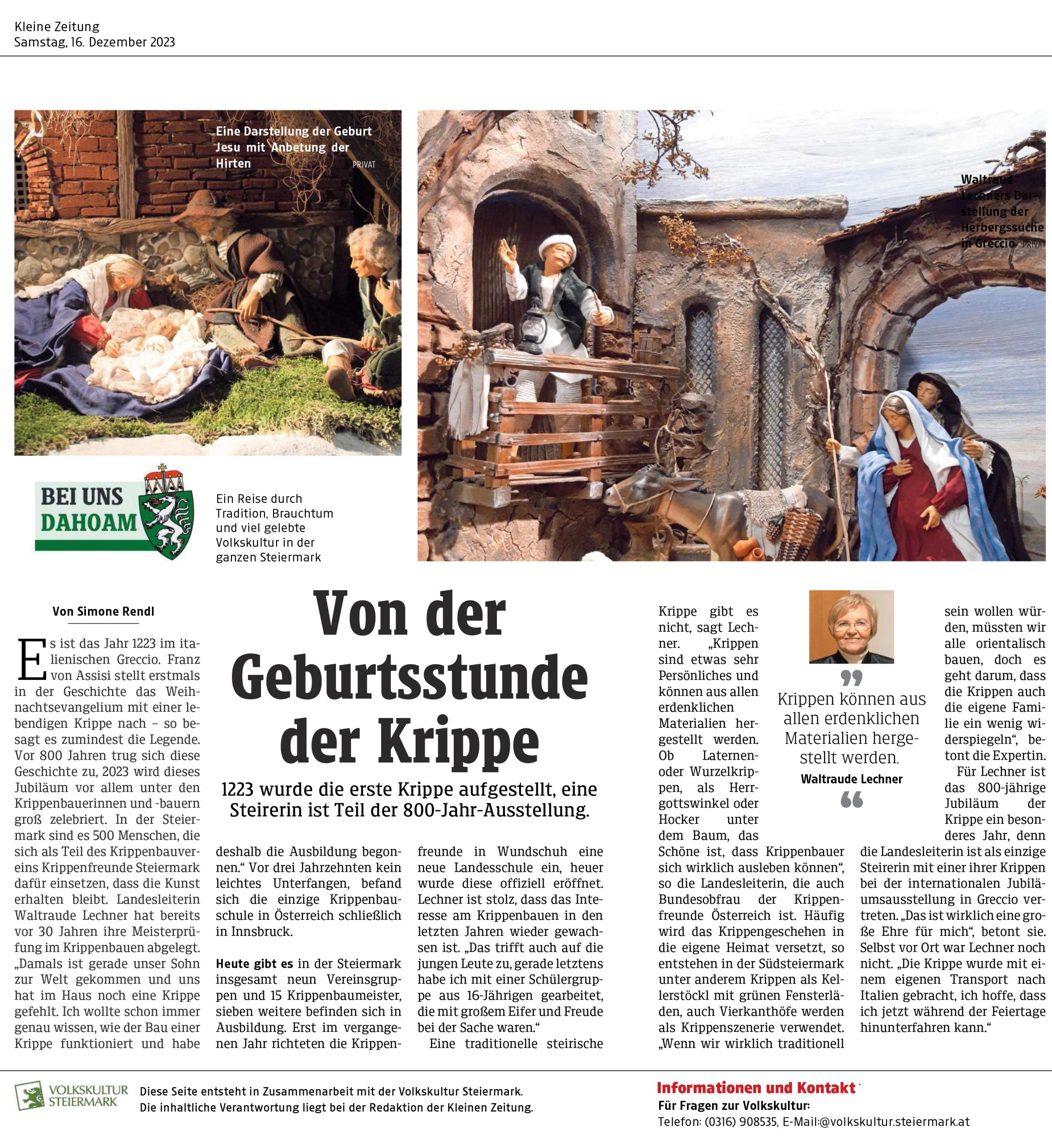 Beitrag Von der Geburtsstunde der Krippe