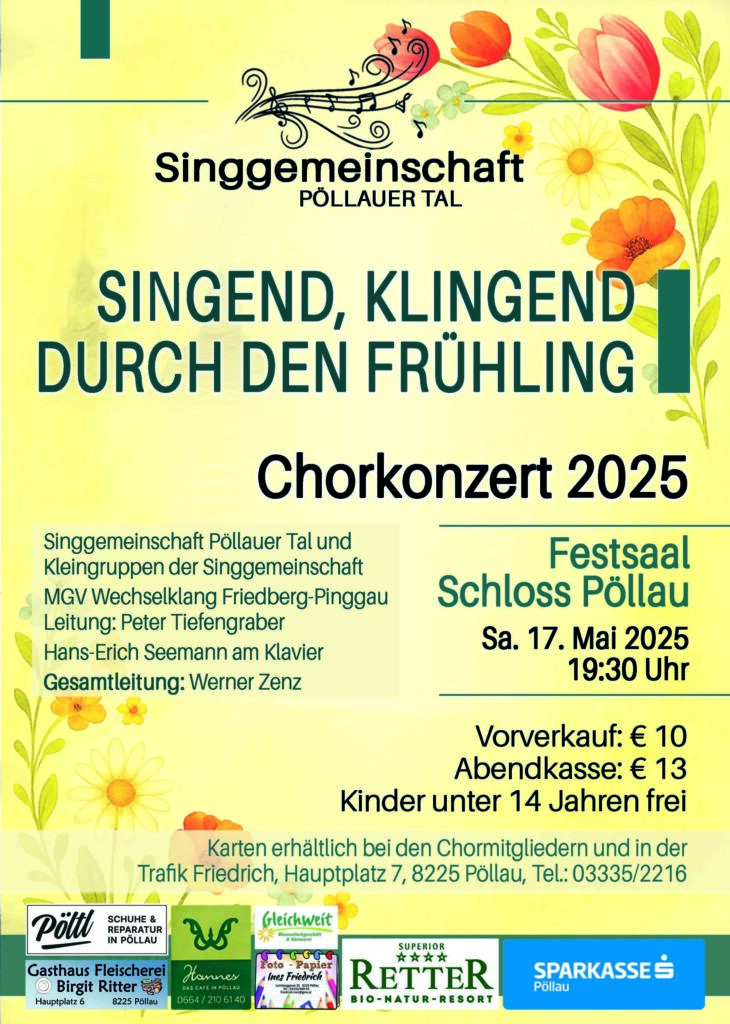 Werbesujet der Singgemeinschaft Pöllauer Tal für Ihr Chorkonzert