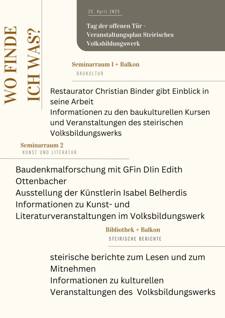 Tagesplan der Veranstaltung